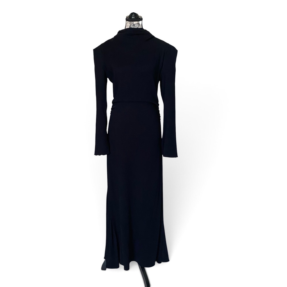 Nocturne Maxi Dress Womens 40 Black Open Back Padded Shoulder N23KN2124